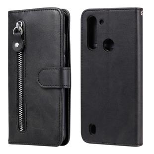 For Motorola Moto G8 Power Lite Fashion Calf Texture Zipper Horizontal Flip Leather Case with Holder & Card Slots & Wallet Function(Black)