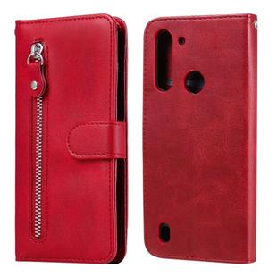 For Motorola Moto G8 Power Lite Fashion Calf Texture Zipper Horizontal Flip Leather Case with Holder & Card Slots & Wallet Function(Red)