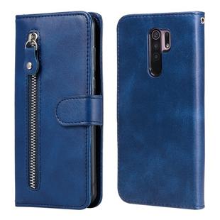 For Xiaomi Redmi 9 Fashion Calf Texture Zipper Horizontal Flip Leather Case with Holder & Card Slots & Wallet Function(Blue)