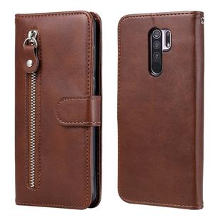 For Xiaomi Redmi 9 Fashion Calf Texture Zipper Horizontal Flip Leather Case with Holder & Card Slots & Wallet Function(Brown)