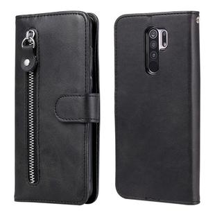 For Xiaomi Redmi 9 Fashion Calf Texture Zipper Horizontal Flip Leather Case with Holder & Card Slots & Wallet Function(Black)