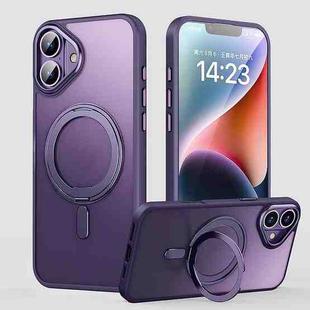 For iPhone 16 360 Rotating MagSafe Magnetic Frosted Phone Case(Purple)