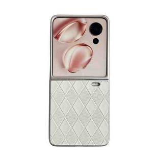 For Honor Magic V Flip Pearlescent Paint Diamond Shaped Checkered Leather Phone Case(Silver)