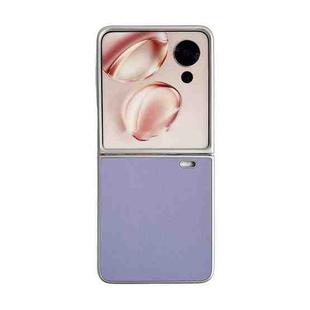 For Honor Magic V Flip Pearlescent Paint Morandi Solid Color Leather Texture Phone Case(Purple)