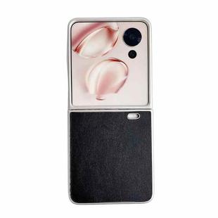 For Honor Magic V Flip Pearlescent Paint Morandi Solid Color Leather Texture Phone Case(Black)