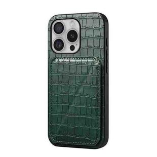 For iPhone 16 Pro Imitation Crocodile Leather Back Phone Case with Holder(Green)