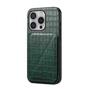 For iPhone 16 Pro Max Imitation Crocodile Leather Back Phone Case with Holder(Green)