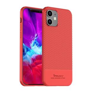 For iPhone 12 / 12 Pro iPAKY Carbon Fiber Texture Soft TPU Case(Red)