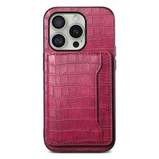 For iPhone 16 Pro Crocodile Texture Card Bag Design Full Coverage Phone Case(Red)