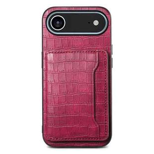 For iPhone 17 Air Crocodile Texture Card Bag Design Full Coverage Phone Case(Red)