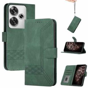 For Xiaomi Poco F6 / Redmi Turbo 3 Cubic Skin Feel Flip Leather Phone Case(Green)
