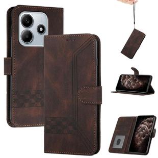 For Redmi Note 14 5G Cubic Skin Feel Flip Leather Phone Case(Brown)