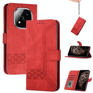 For Redmi Note 14 Pro+ 5G Cubic Skin Feel Flip Leather Phone Case(Red)