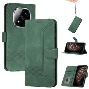 For Redmi Note 14 Pro+ 5G Cubic Skin Feel Flip Leather Phone Case(Green)