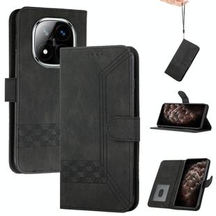 For Redmi Note 14 Pro+ 5G Cubic Skin Feel Flip Leather Phone Case(Black)