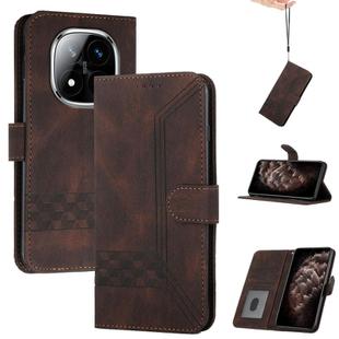 For Redmi Note 14 Pro+ 5G Cubic Skin Feel Flip Leather Phone Case(Brown)