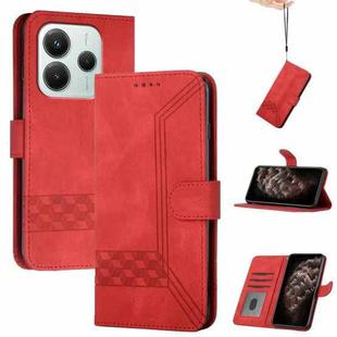 For Redmi Note 14 4G 164.84mm Cubic Skin Feel Flip Leather Phone Case(Red)