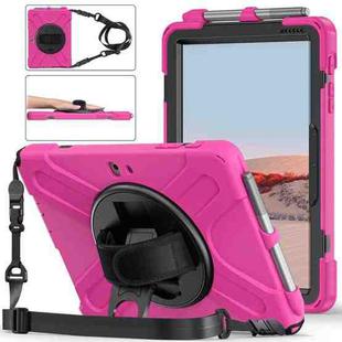 For Microsoft Surface Go 4 / 3 / 2 / 1 Shockproof Colorful Silicone + PC Protective Case with Holder & Shoulder Strap & Hand Strap & Pen Slot(Pink)