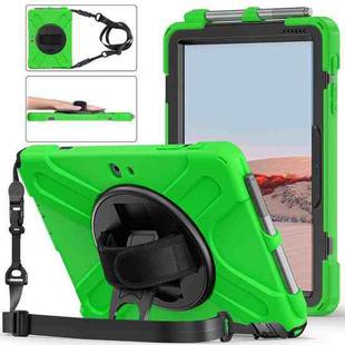 For Microsoft Surface Go 4 / 3 / 2 / 1 Shockproof Colorful Silicone + PC Protective Case with Holder & Shoulder Strap & Hand Strap & Pen Slot(Green)