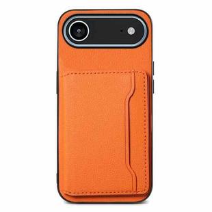 For iPhone 17 Air Calf Texture Card Bag Design Full Coverage Phone Case(Orange)