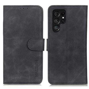 For Samsung Galaxy S25 Ultra 5G KHAZNEH Retro Texture Horizontal Flip Leather Phone Case(Black)