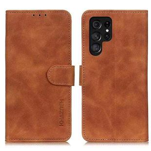 For Samsung Galaxy S25 Ultra 5G KHAZNEH Retro Texture Horizontal Flip Leather Phone Case(Brown)