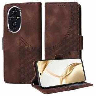 For Honor 200 Embossed Rhombus Starry Leather Phone Case(Brown)