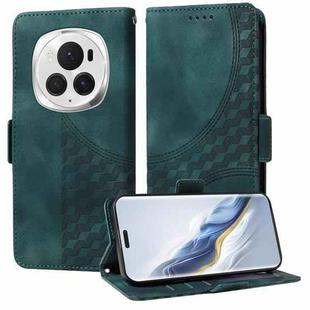 For Honor Magic6 Pro Embossed Rhombus Starry Leather Phone Case(Green)
