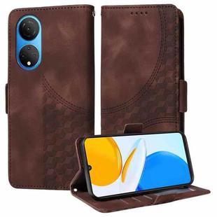 For Honor X7 4G / Play 30 Plus Embossed Rhombus Starry Leather Phone Case(Brown)