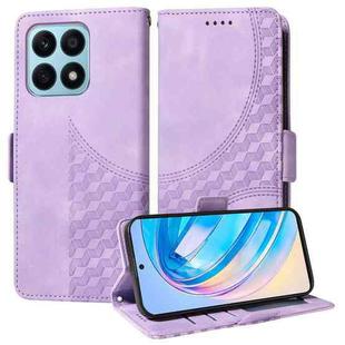 For Honor X8a 4G Embossed Rhombus Starry Leather Phone Case(Purple)