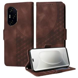 For Honor 300 Pro Embossed Rhombus Starry Leather Phone Case(Brown)