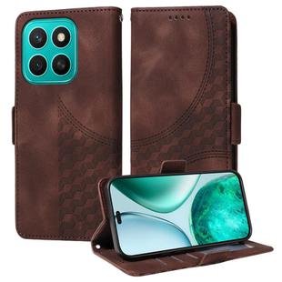 For Honor X8c 4G Embossed Rhombus Starry Leather Phone Case(Brown)