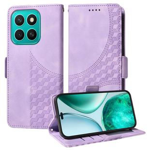 For Honor X8c 4G Embossed Rhombus Starry Leather Phone Case(Purple)
