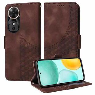 For Honor Play 60 Embossed Rhombus Starry Leather Phone Case(Brown)
