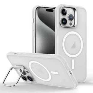 For iPhone 15 Pro Skin Feel Lens Holder Magsafe Phone Case(Transparent)