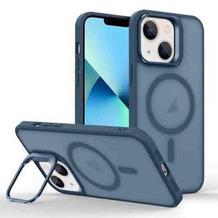 For iPhone 13 mini Magsafe Skin Feel Lens Holder Phone Case(Dark Blue)
