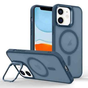 For iPhone 11 Magsafe Skin Feel Lens Holder Phone Case(Dark Blue)