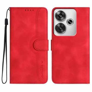 For Xiaomi Poco F6 / Redmi Turbo 3 Heart Pattern Skin Feel Leather Phone Case(Red)