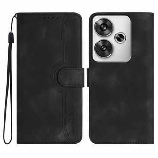 For Redmi Turbo 3 / Xiaomi Poco F6 Heart Pattern Skin Feel Leather Phone Case(Black)