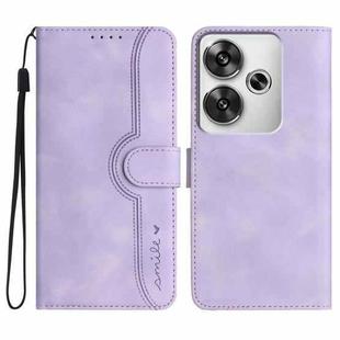 For Xiaomi Poco F6 / Redmi Turbo 3 Heart Pattern Skin Feel Leather Phone Case(Purple)