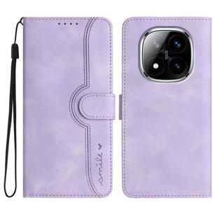 For Redmi Note 14 Pro+ 5G Heart Pattern Skin Feel Leather Phone Case(Purple)