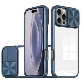 For iPhone 16 Pro Sliding Camshield Acrylic Hybrid TPU Phone Case(Navy Blue)