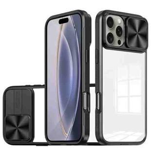 For iPhone 16 Pro Sliding Camshield Acrylic Hybrid TPU Phone Case(Black)