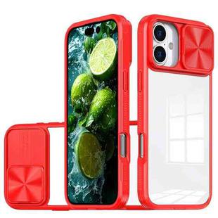 For iPhone 16 Plus Sliding Camshield Acrylic Hybrid TPU Phone Case(Red)