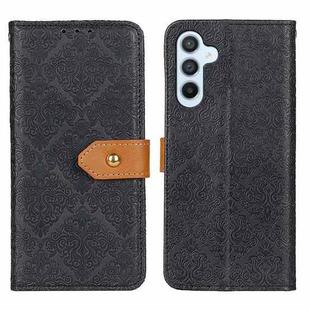 For Samsung Galaxy S24 FE 5G European Floral Embossed Leather Phone Case(Black)