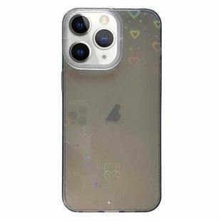 For iPhone 11 Pro Max Love Pattern Transparent Lens Frame IMD Acrylic Phone Case(Black)