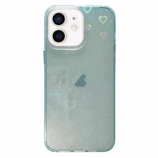 For iPhone 12 Love Pattern Transparent Lens Frame IMD Acrylic Phone Case(Green)
