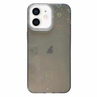 For iPhone 12 Love Pattern Transparent Lens Frame IMD Acrylic Phone Case(Black)