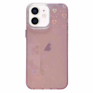 For iPhone 12 Love Pattern Transparent Lens Frame IMD Acrylic Phone Case(Pink)