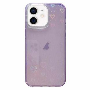 For iPhone 12 Love Pattern Transparent Lens Frame IMD Acrylic Phone Case(Purple)